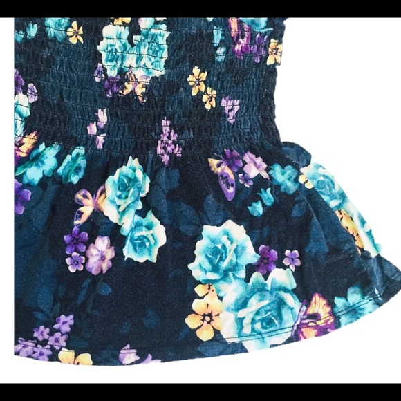 JUSTICE Off Shoulder Top/Blouse With Scalloped Trim & Ruched Waist Blue Girls 8Y - Picture 6 of 12